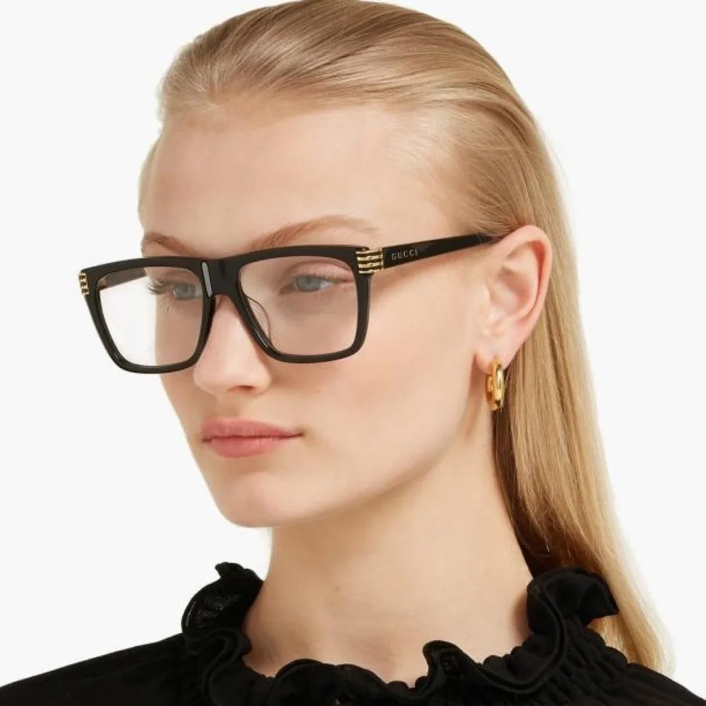 Gucci New Authentic GG0526o 001 Black and Gold Eyeglasses